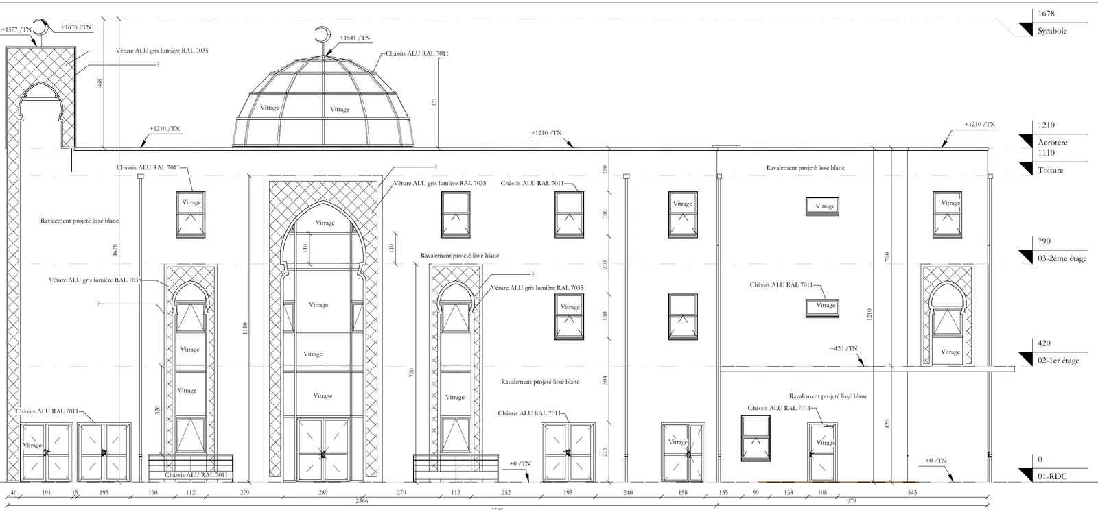 Plan de la façade Nord