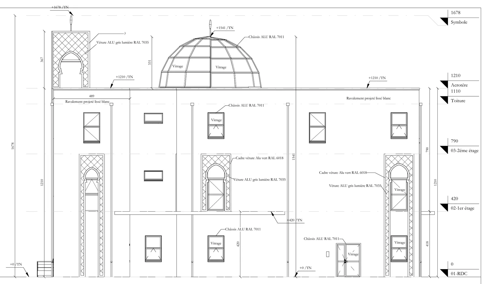 Plan de la façade Ouest